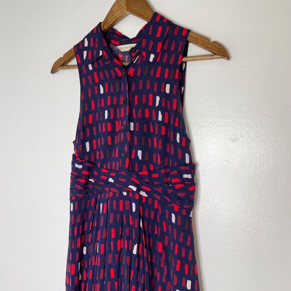 11-1-Tylho Anthropologie Blue Dash Sleeveless Maxi Dress Size XS Women’s - Picture 2 of 12